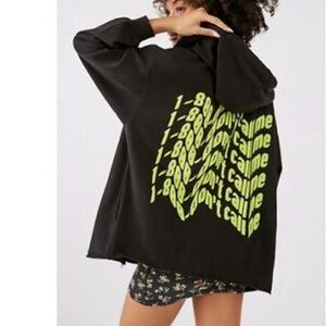 Urban outfitter. Black Hoodie with Neon Green Text. 1800DONTCALLME